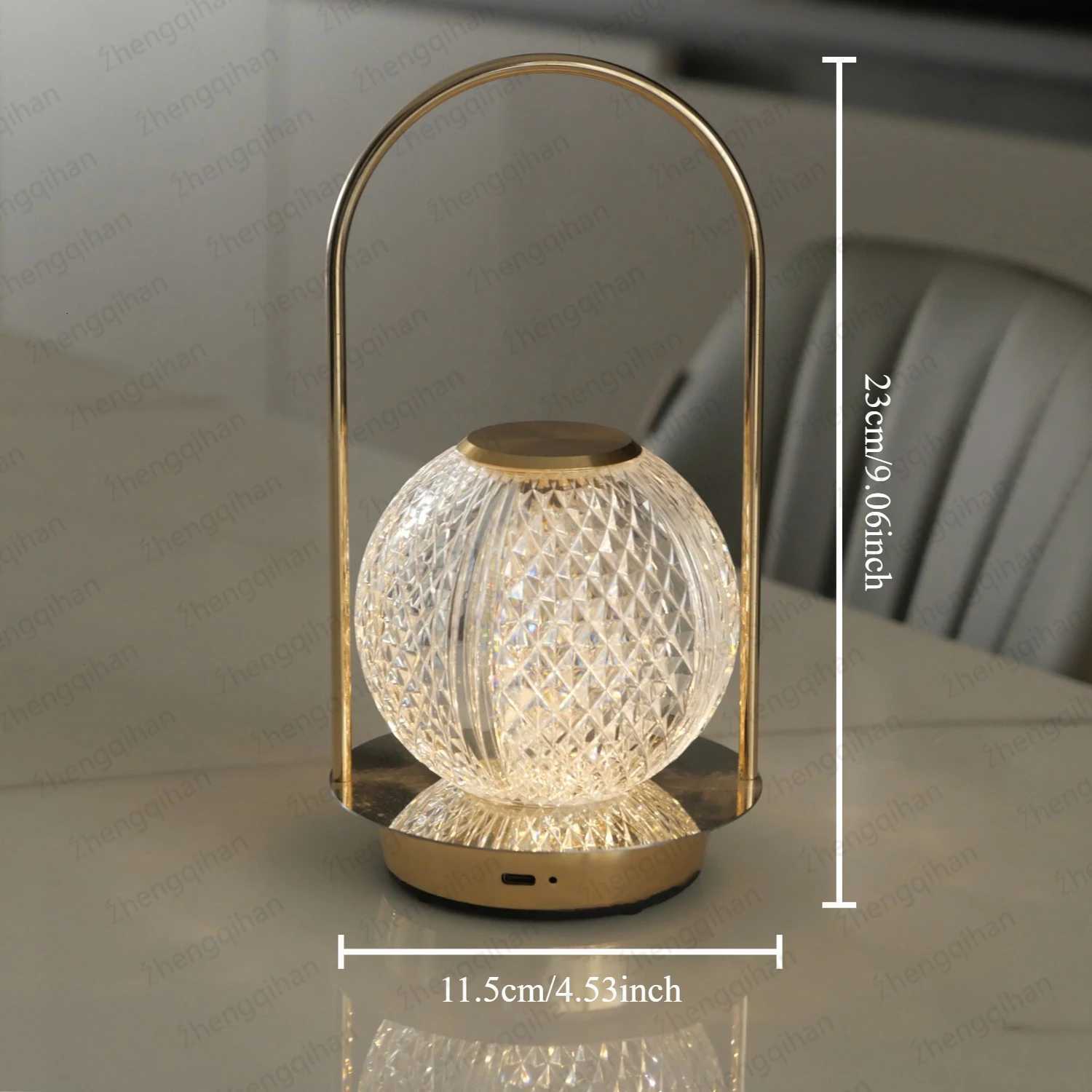 LED Crystal Table Lamp USB Touch 3-Color Stepless Dimming Rechargeable Bedside Light For Bedroom Restaurant Bar Decor Desk LampM251125