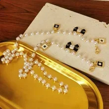 Black White Bow Pearl Glasses Chains Sunglasses Accessory for Women Lanyards Accessories 250424