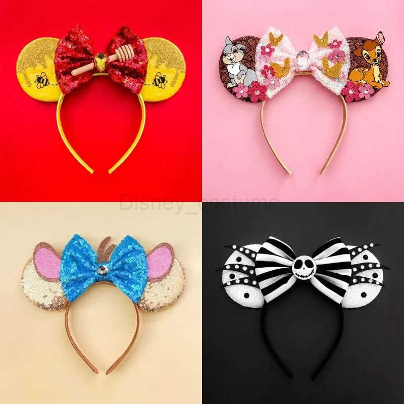 Disney Winnie The Pooh Bear Headbands Girls Piglet Hair Band Kids Tigger Hair Accessories For Women Pink Bowknot Eeyore Headwear X250425
