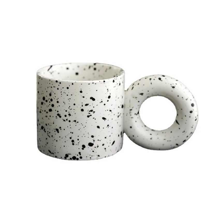 Korean Style Fat Mug Design Splash Ink Ceramic Cup Spot Mugs Simple Coffee Mug Couple Cups Tea Drinkware Y251125