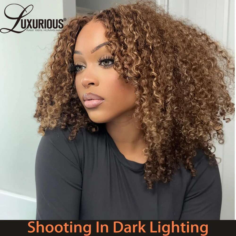 Highlight Ombre Honey Blonde Wigs For Women 13X4 Lace Front Human Hair Burmese Curly Wig Brazilian 250%