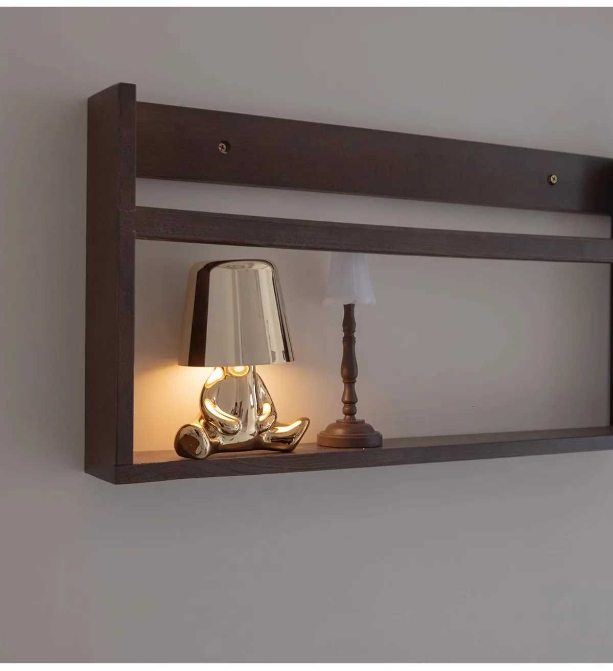 Light luxury small golden man charging desk lamp touch switch night light gold and silver color resin decor desk lamp YX465WSM251125