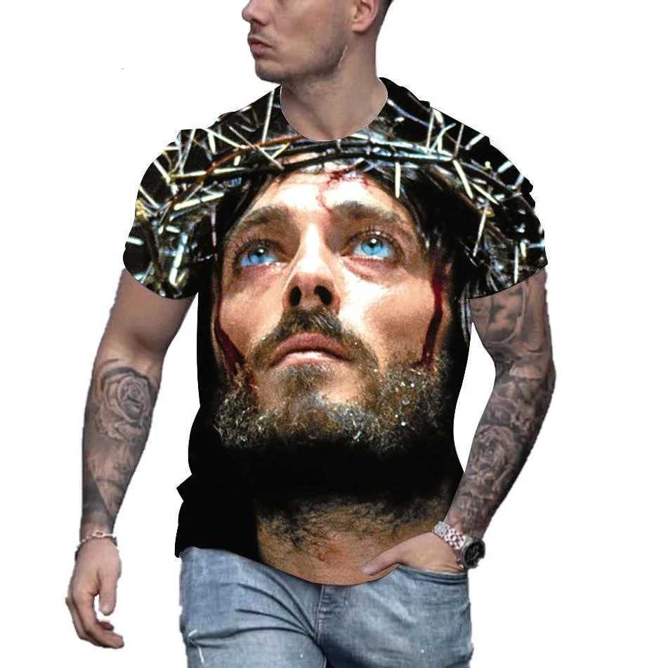 New fashion Jesus Christ 3D printed mens and womens summer casual short sleeved Christian street T-shirt tops W250425