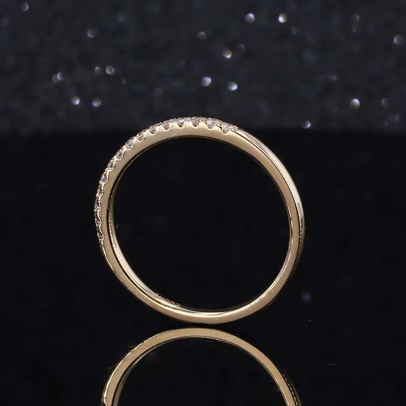 14k Yellow Gold Ring Women Men Wedding Simple Design Moissanite Band Rings