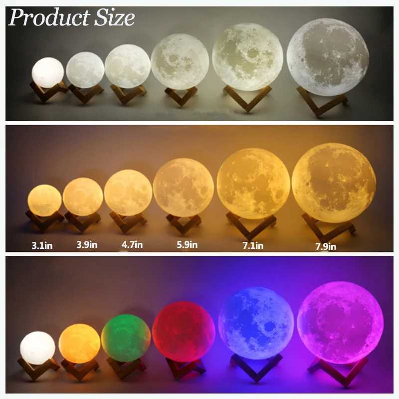 3D LED Moon Lamp Nightlight Fairy Table Bedroom Bedside Cute Kids Night Light for Room Birthday Party Decoration Christmas Gifts C251125