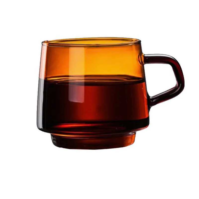 Colored Glass Mug Cup 350ml Heat Resistant Amber Blue Green Stackable Glass Cup Coffee Tea Cup 1PC Y251125