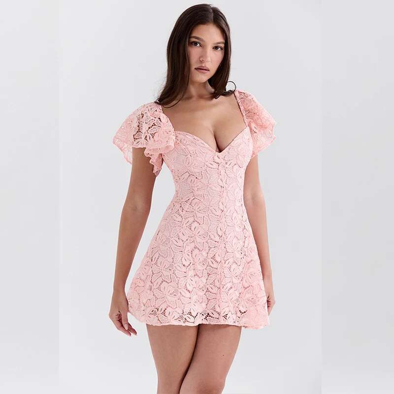 Dongdumaoyi Townlike Waist Wrap A Line Lace Dress Women Strapless Miini Summer Backless Nightclub Sexy Party Dresses