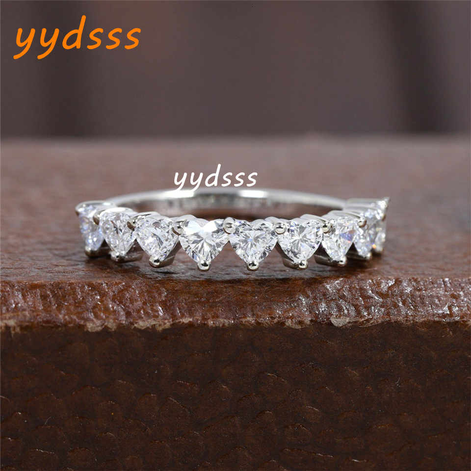 Jewelry18K Gold Heart Cut Diamond Half Eternity Ring Lab Diamond Ring White Gold Heart Diamond Martini Anniversary Dainty Gold Ring