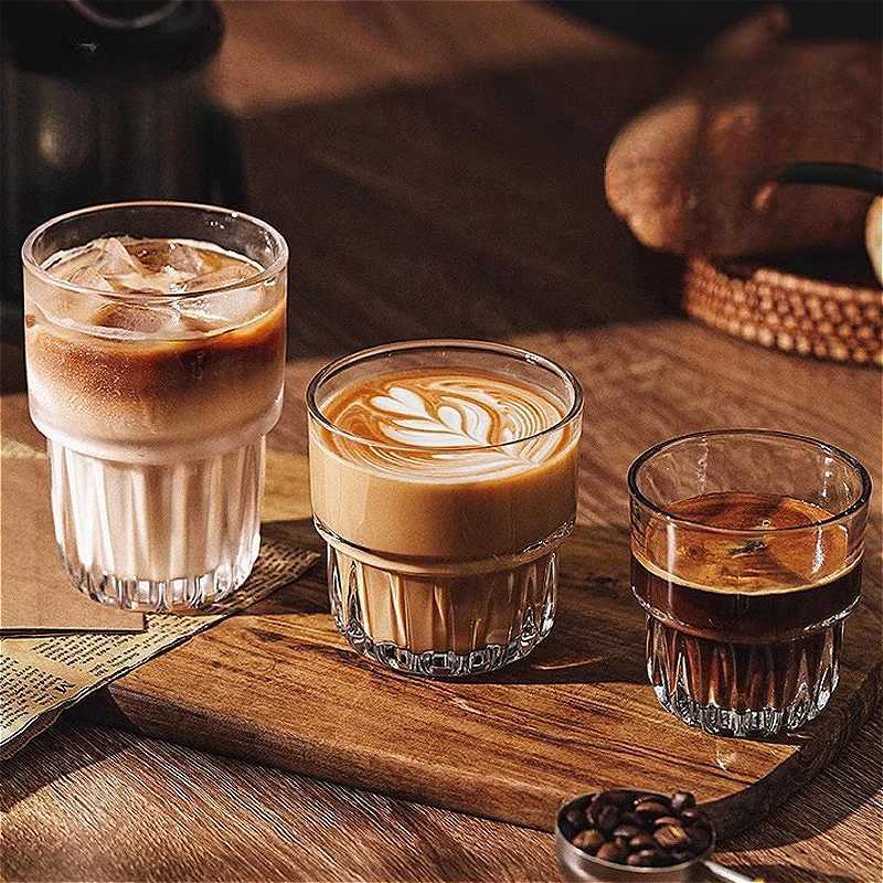 155ml/250ml/316ml Vintage American Coffee Mug Latte Mocha Coffee Cups Heat-resistant Drinking Glasses Transparent Cappuccino Cup Y251125