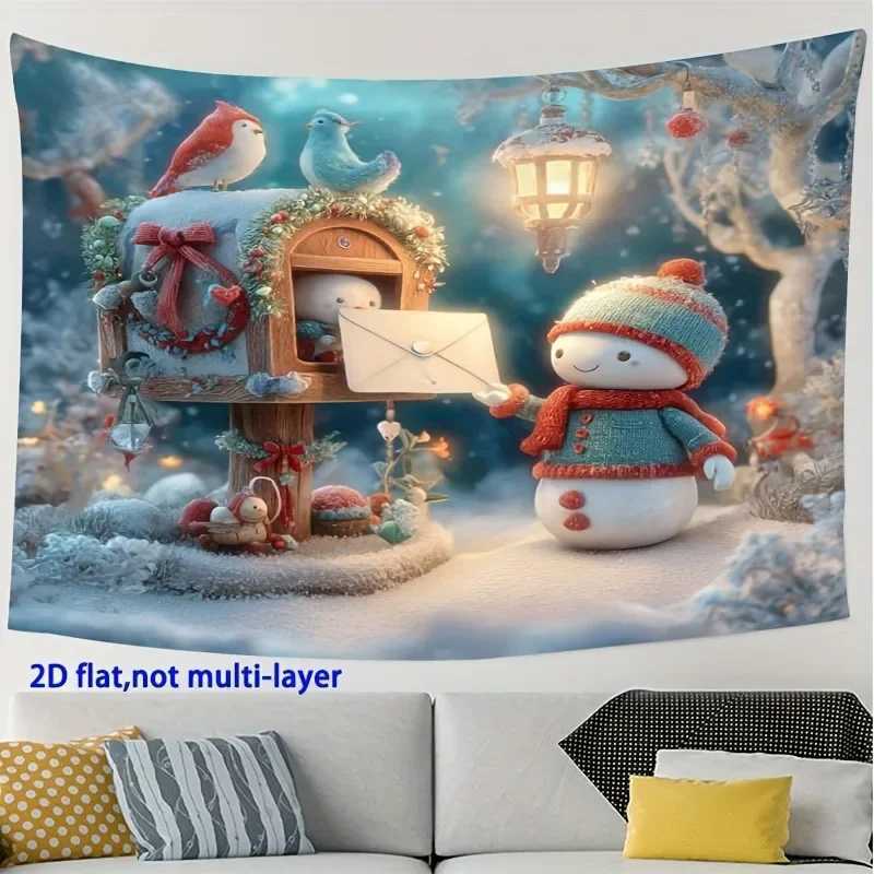 Letter from the little snowman in the snow A warm winter fairy tale on the Christmas hanging cloth Background clothM251125