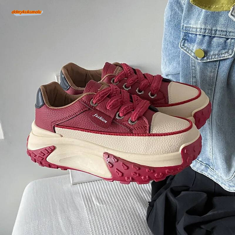 Thick Soled Women's Dad Fashionable Casual Single Vulcanized Shoes ddmykukumalu