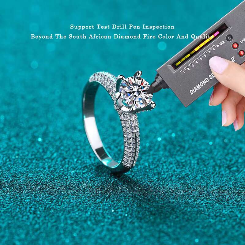 Moissanite Jewelry Solitaire 1ct Six Claw 925 Sterling Silver Proposal Band Ring Moissanite Diamond Ring
