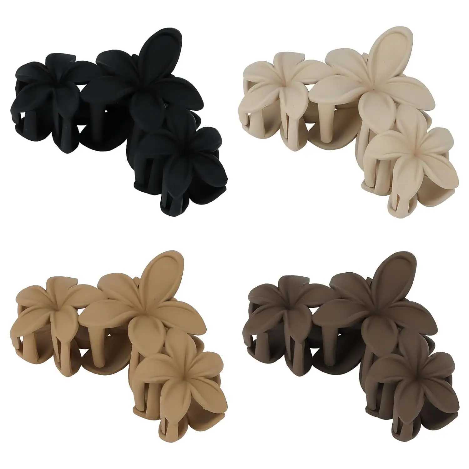 4 pieces of flower clip anti slip matte flower womens big claw clip Hawaiian hair clip Power styling beach hair clipT250425