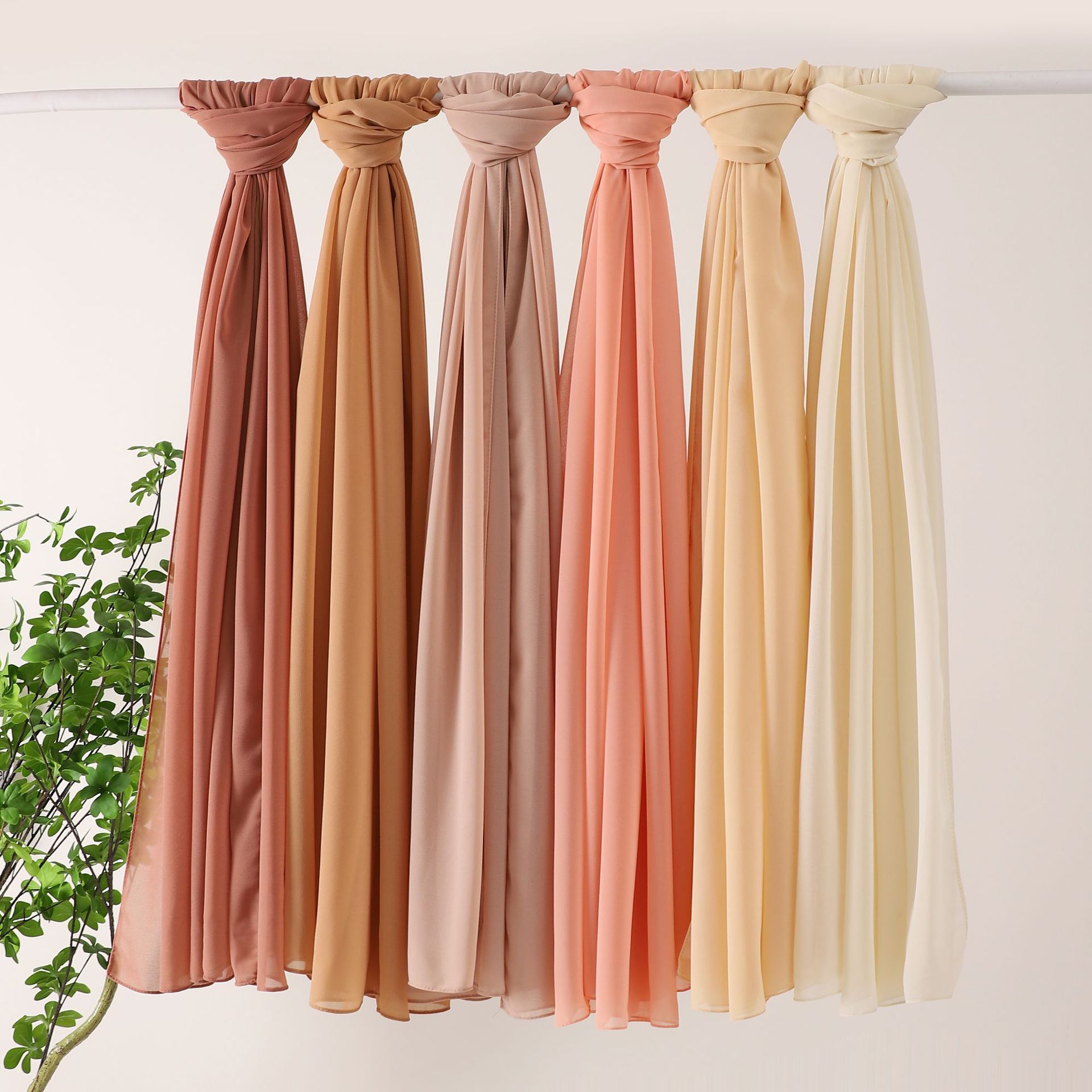 K516 Cross-border live broadcast 75D solid color pearl chiffon long scarf Hui scarf Middle East Africa headscarf Malay Indonesia hijab