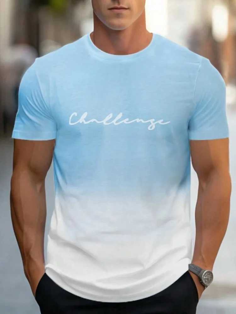 Summer daily casual mens short sleeved top outdoor sports mens T-shirt street fashion T-shirt 3D letter printed mens top W250425