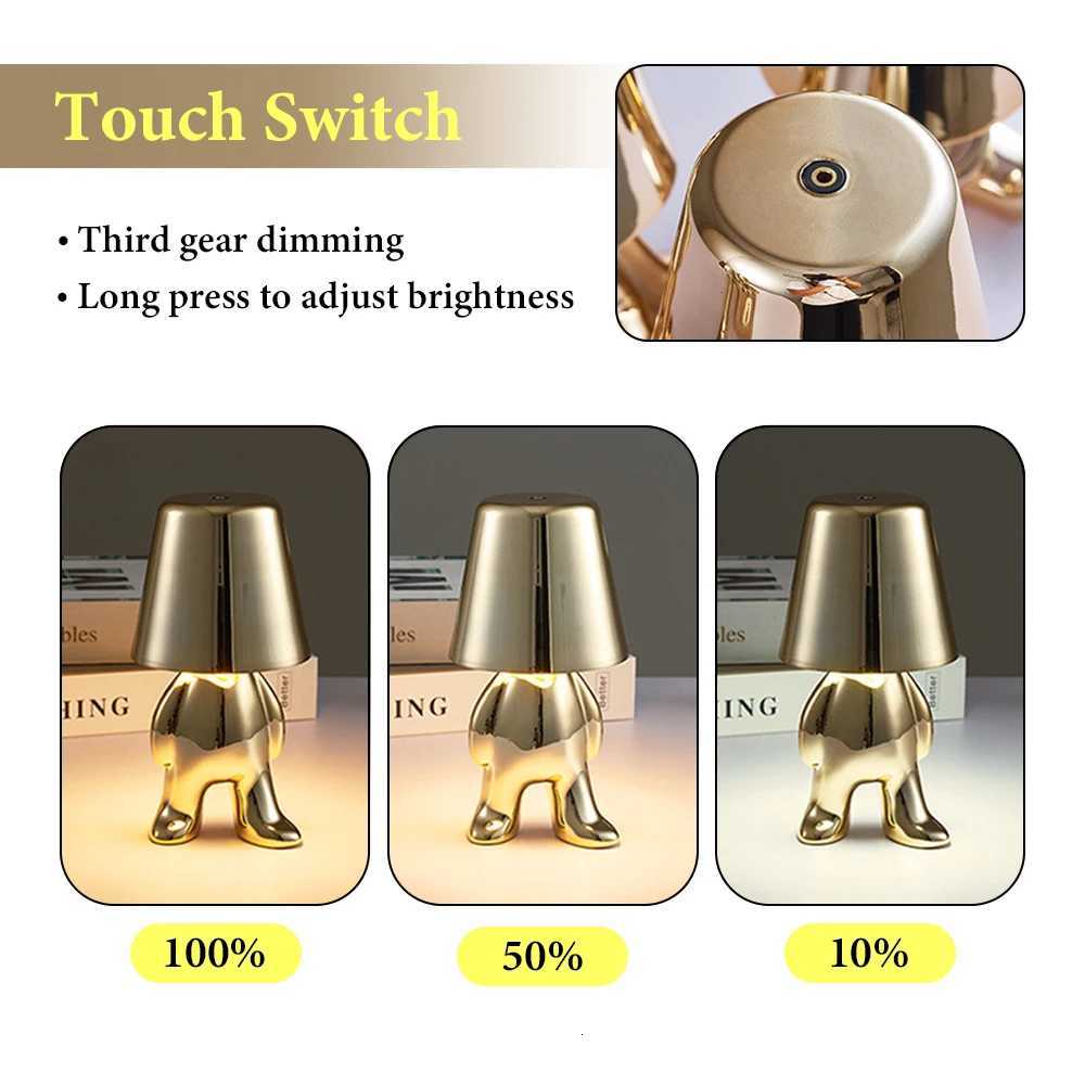 Little Golden Man Table Lamp Bedroom Touch Bedside Atmosphere Night lighting Decoration Desk Light Ornament Bar Home RestaurantM251125