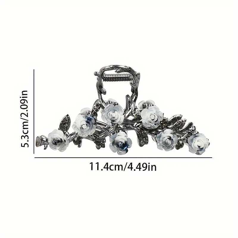 High end temperature aerosol Blue Mountain camellia clip for womens hair shark clip elegant dress hair accessoriesT250425