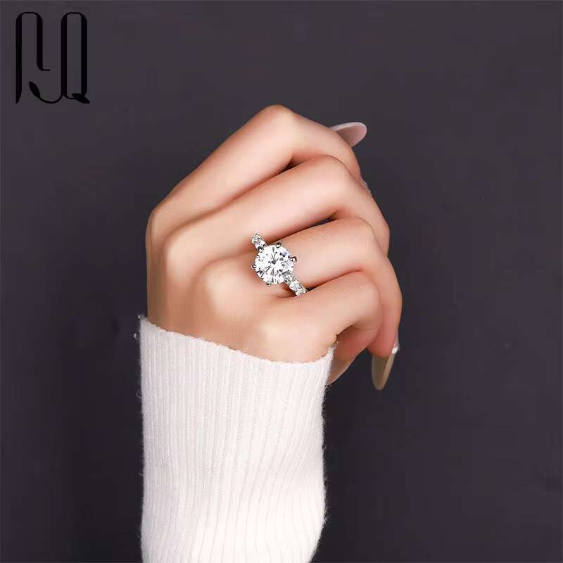 PYQ 18K Gold Sterling Silver Eternity Wedding Ring 3CT 5CT Round Moissanite Jewelry Durable and Elegant