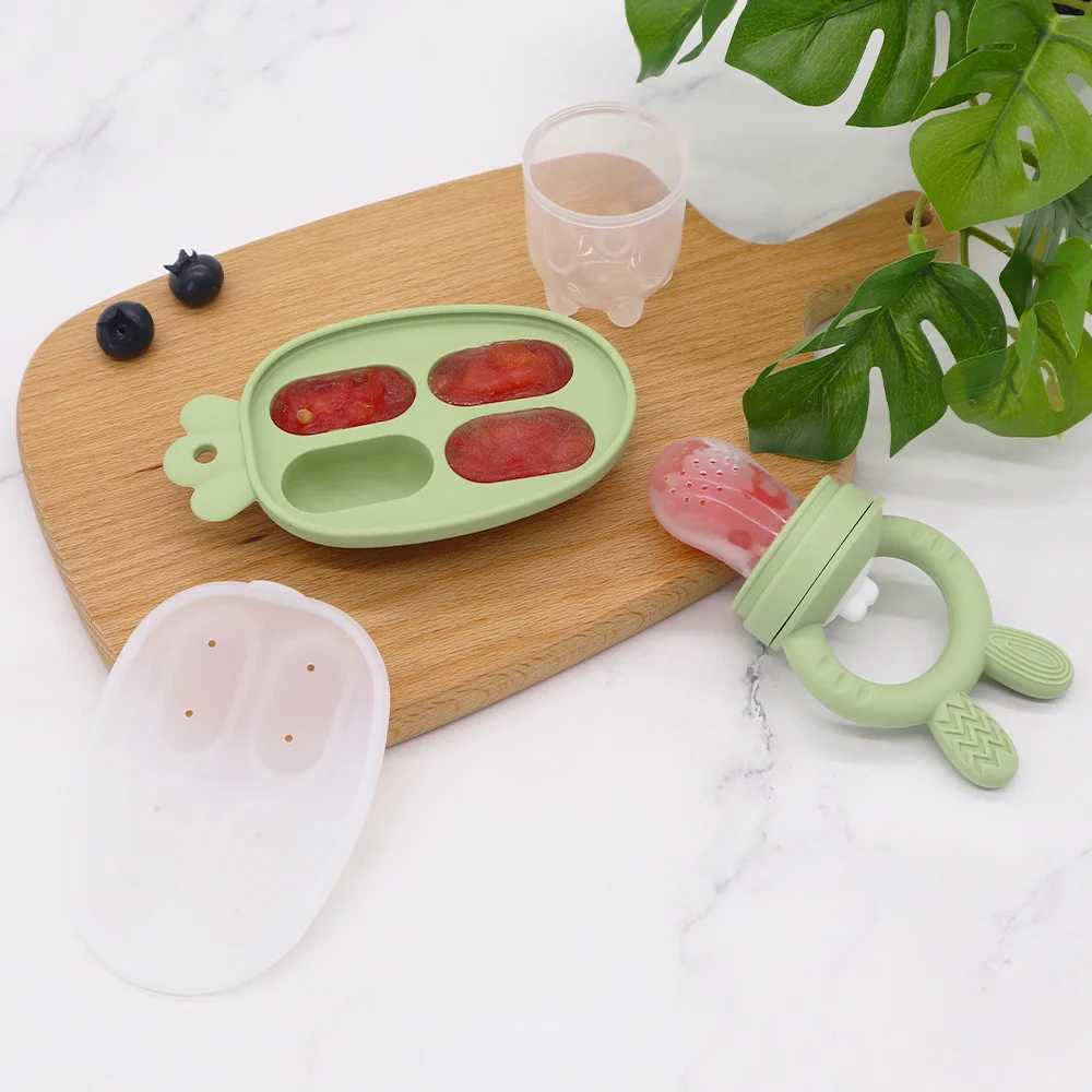 Cute Baby Fruit and Vegetable Teether Toy Food Supplement Bite Le Silicone Baby Feeding Tableware Ice Mold Baby Stuff G251125
