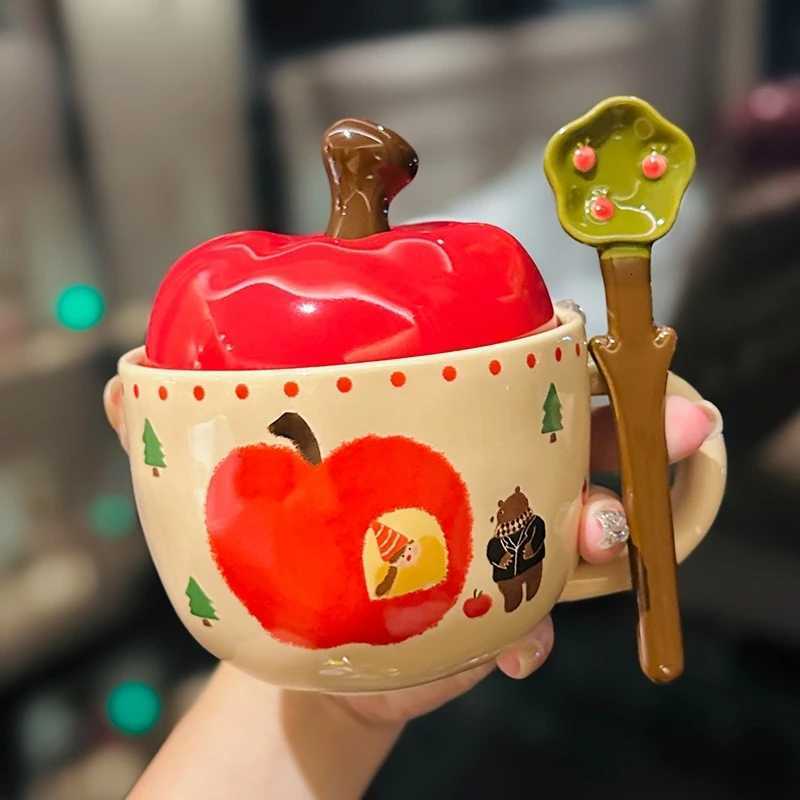 Cute Cartoon Anime Peripheral Apple Model Doll With Cover For Home Use Super Cute And High Aesthetic Value Creative Mug Gift Y251125