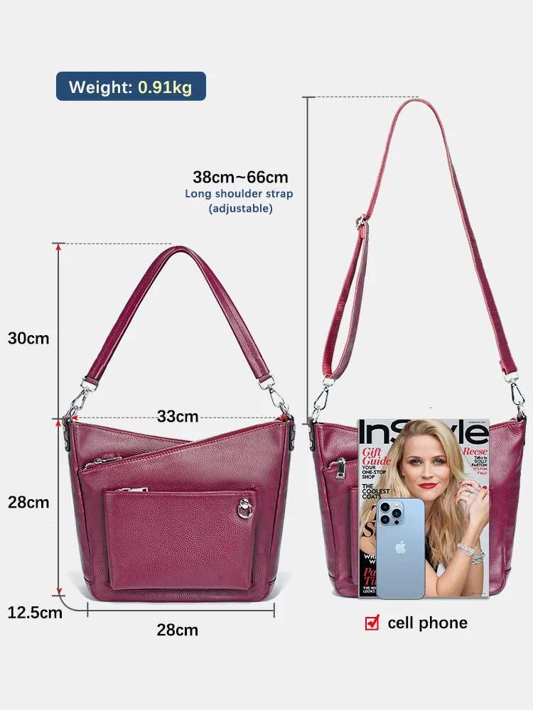 Zency Purple Women's Genuine Leather Handbag Purse Shoulder Designer Tote Shopper Bag Large Capacity Crossbody