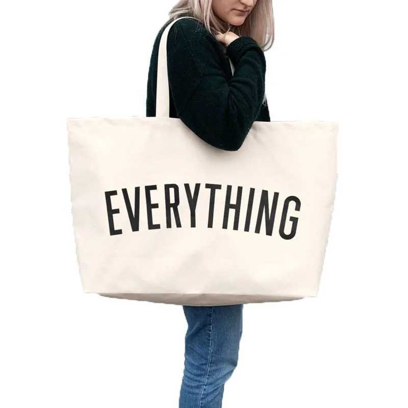 Environmentally friendly shopping handbag weekend travel handbag canvas shopping bag womens large capacity shopping shoulder bag reusable W250421