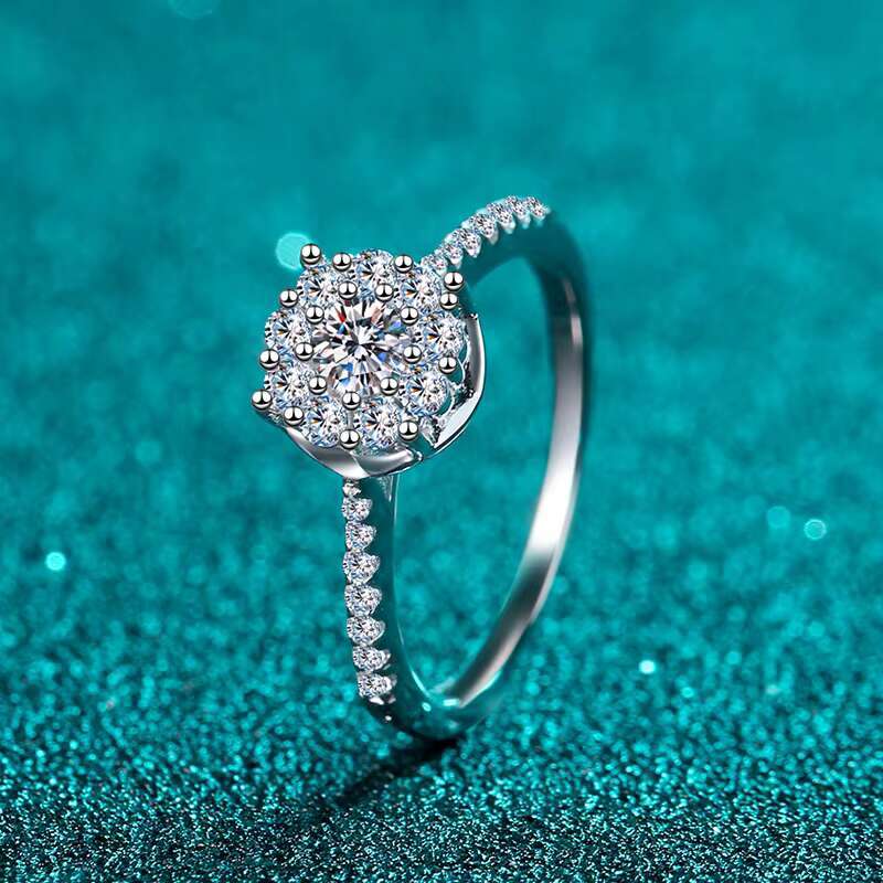 Womens Ring Pt950 Gold Plated 20 Points Moissanite Manufacturer Wholesale Luxury Exquisite Fashion Sterling Silver 925 Ring