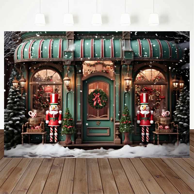 Mocsicka Christmas Shop Background Photography Tree Party Children Winter Snow New Years Candy Store Kids Photo Backdrop StudioM251125