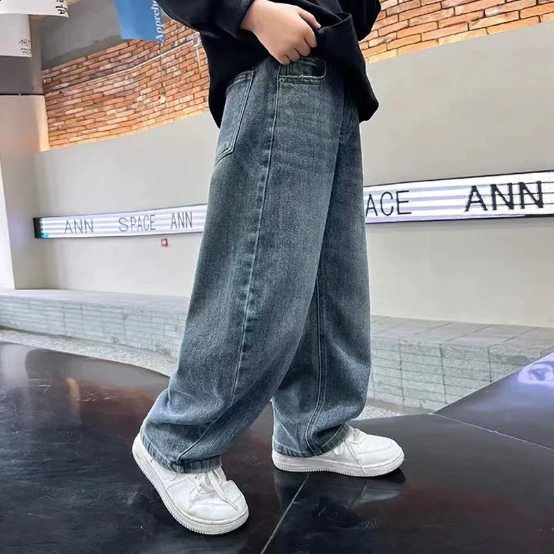 Childrens Jeans Cotton Elastic Wiast Baby Boy Loose Versatile Teen Boys Trouser 250414z