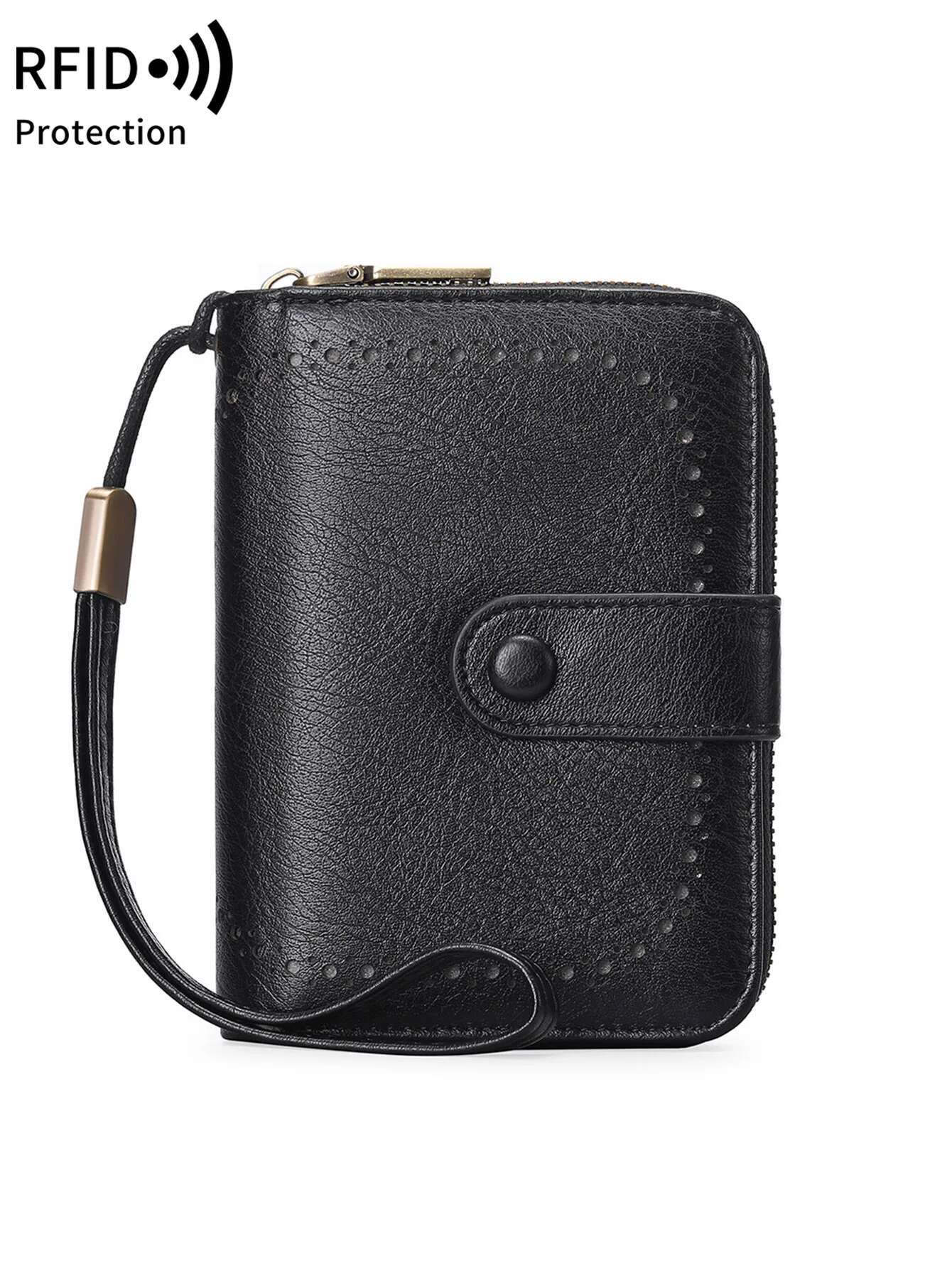MIYIN Retro Large Capacity RFID Shielded Women's Short Slot Organ Credit Card Bag Multi Functional Zero Wallet