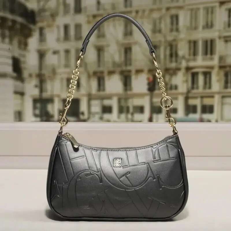 CH Women's Handbag Partition Durable Brand Fashion Large Capacity Bent Moon Simple Shoulder Crossbody Bag