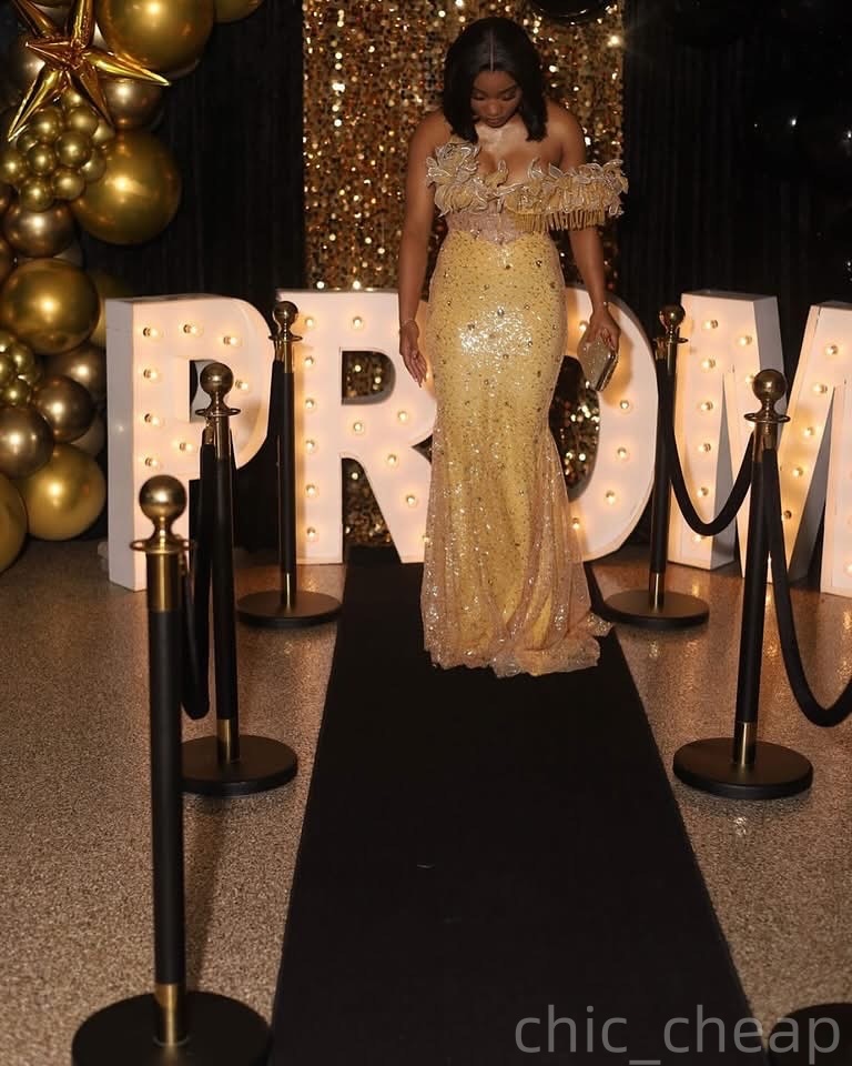Light Yellow Mermaid Plus Size Prom Dresses 2025 Crystals Florals Sequined Evening Formal Party Second Birthday Engagement Gowns Dress For Special Occ