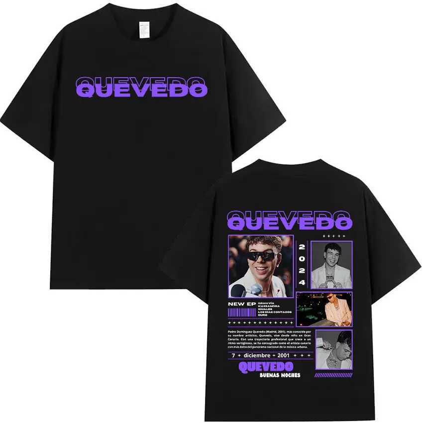 Rap singer QUEVEDO tour 2024 graphic T-shirt mens retro high-quality fashion T-shirt mens retro oversized cotton T-shirt streetwear W250425