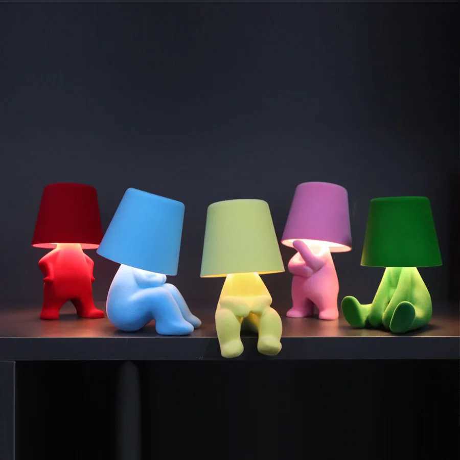 LED decorative ambiance thinker fabric plush villain table lamp ins style bedroom bedside desk bar USB rechargeable table lampsM251125