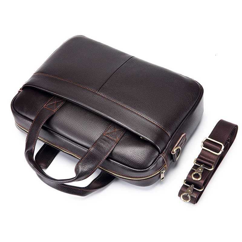 Hot selling mens bags leather handbags mens top layer cowhide briefcase 14 inch computer file bagT251125