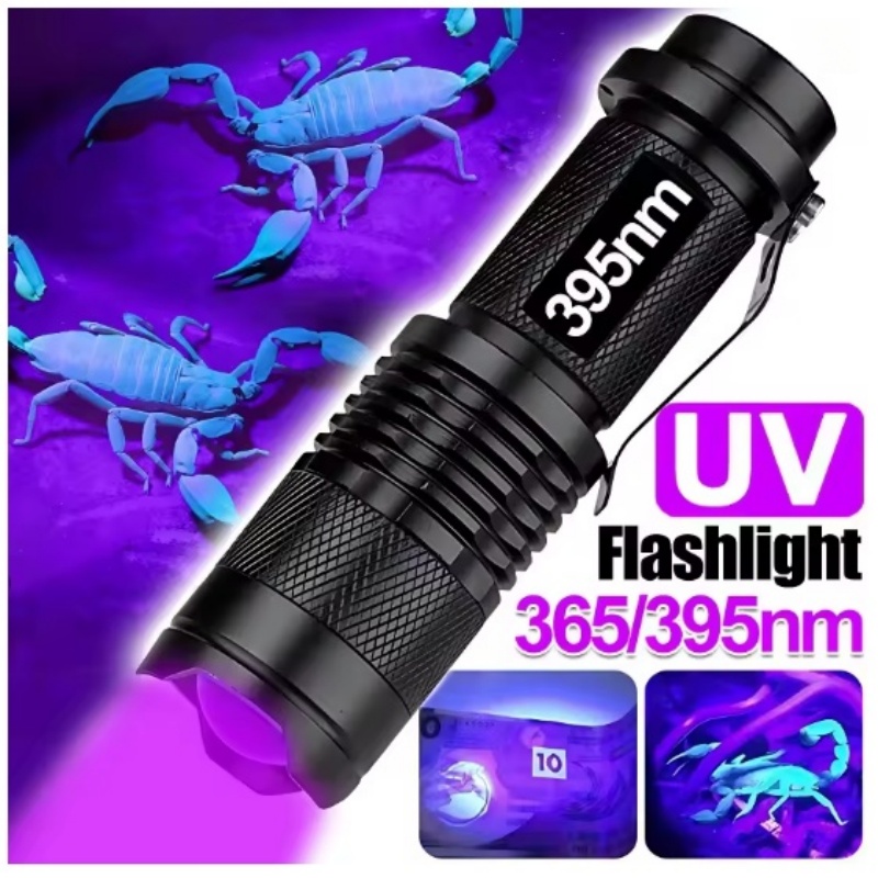 2AA Custom Logo Mini Ultraviolet Torch Pocket 395nm 365nm UV LED Black Light Flashlight Aluminum IP65 Scorpion Detect Emergency Use for gift