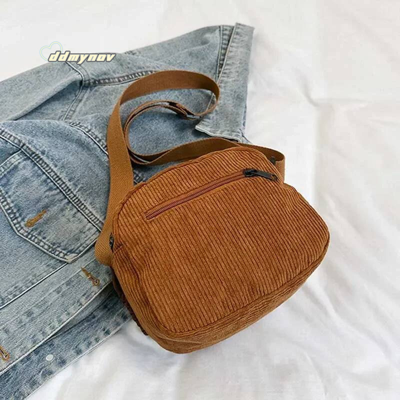 Korean Haruku Messenger Bags Corduroy Women's Small Shoulder Teenager Girl Crossbody Bag Cute Tote Student Bolsa ddmynov