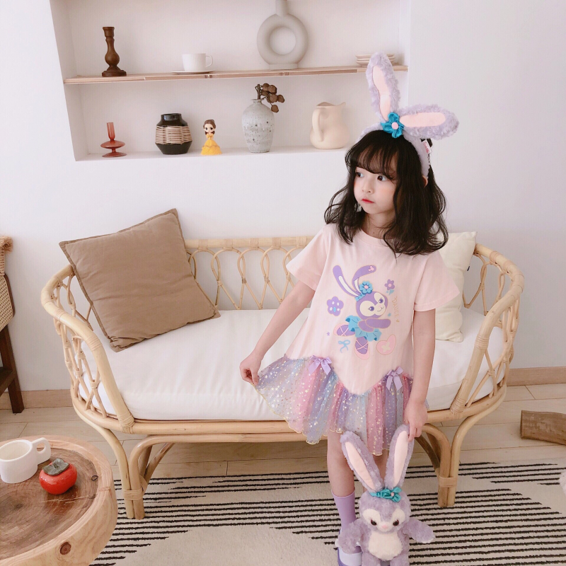 DISNEY Kids designer clothes Star Darla princess dress Kids clothes Summer cartoon dress Girls' mesh dress Baby dress.