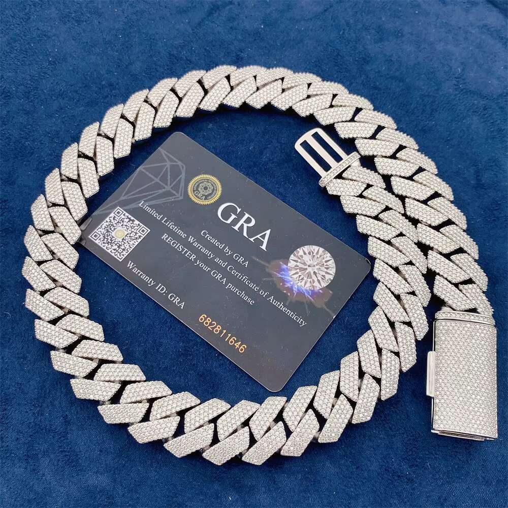 Buss Down Gra Certificates 18mm 4 Rows Moissanite Diamonds Ice Hiphop Heavy Big Cuban Link Chain
