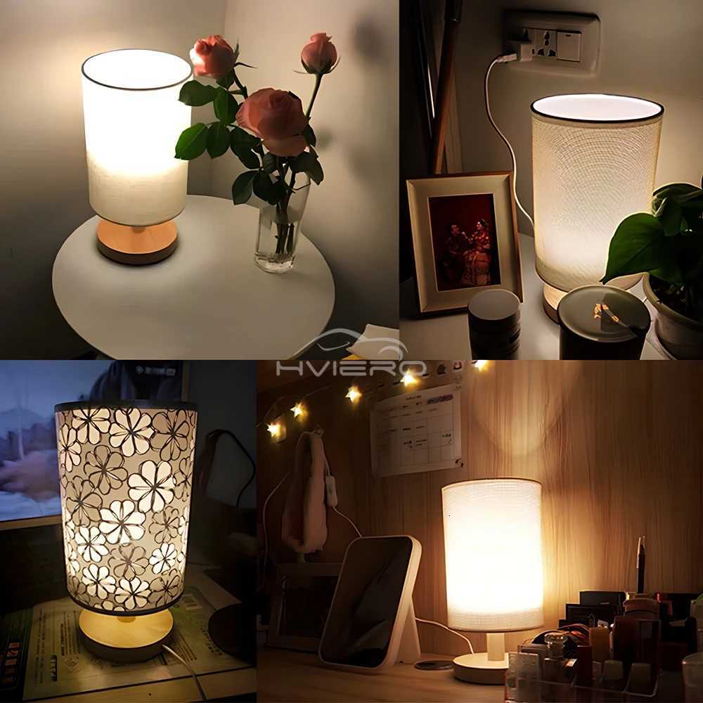 LED Hessian Solid Wood Decorative Lamp 5V USB Table Reading Bedroom Bedside Study Desk For Home Stay Energy Saving Night LightM251125