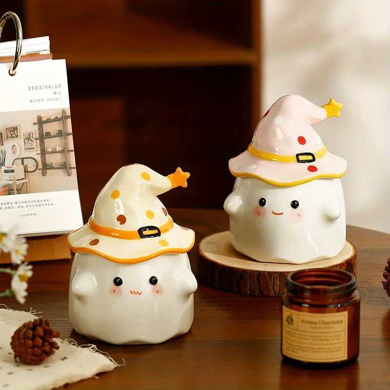 Halloween Ceramic Coffee Mug with Cute Quirky Ghost Witch Hat Design Perfect Gift for Graduation Girlfriend Unique Souvenir Cup Y251125