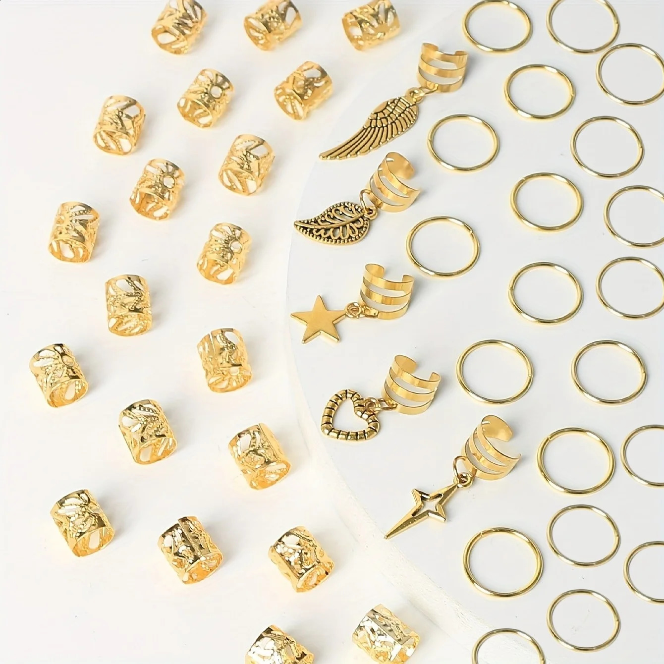45 pieces of Alloy woven hair rings Dreadlock hippie style accessories for girls and women local jewelry 250417