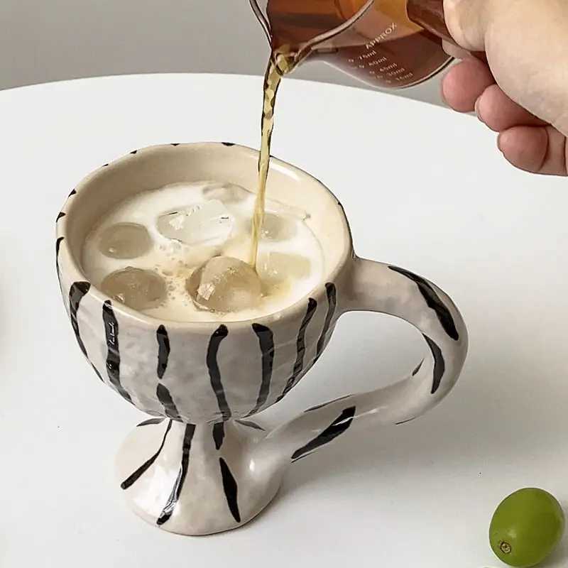 Handheld Irregular Shaped Cup Leopard Pattern High Foot Champagne Grape Red Wine Juice Couple Cup Home Birthday Gift Y251125