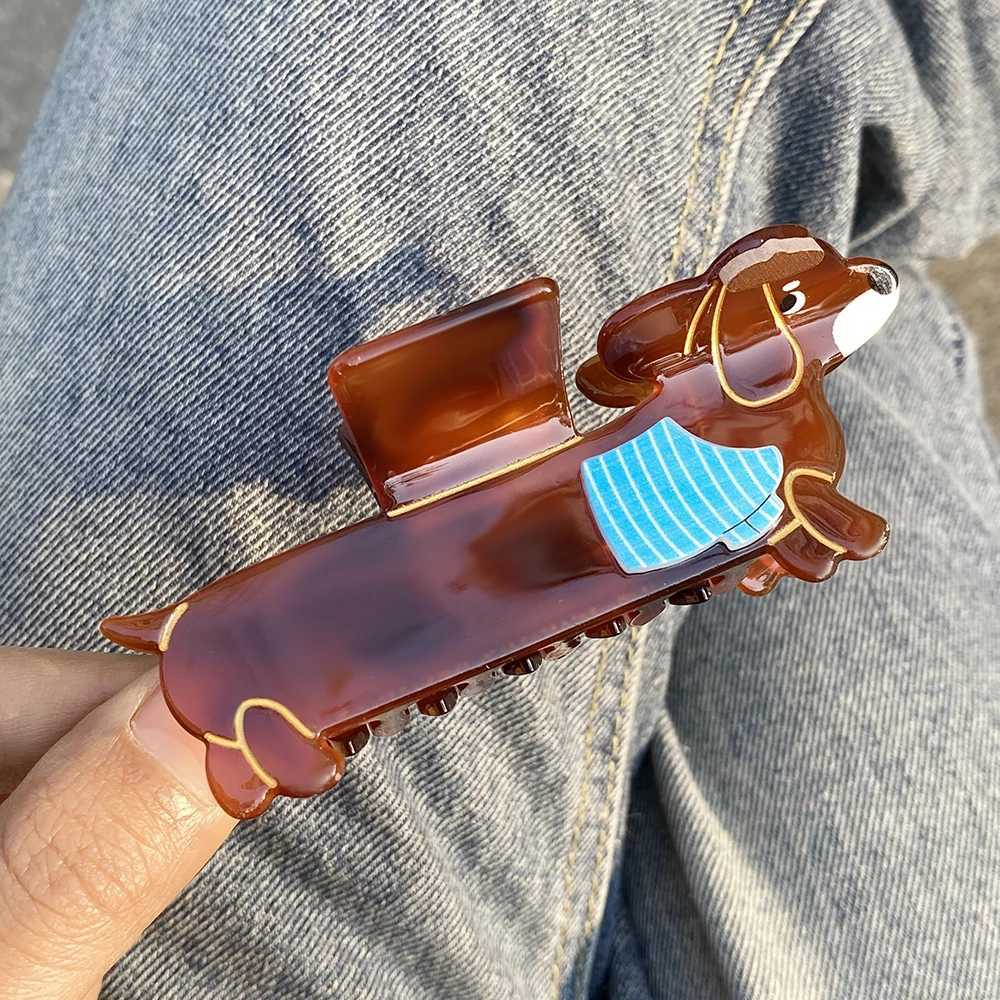 Creative and interesting cartoon dog oversized hair clip claws suitable for female and girl personalities acetate animal hair accessories headwear too