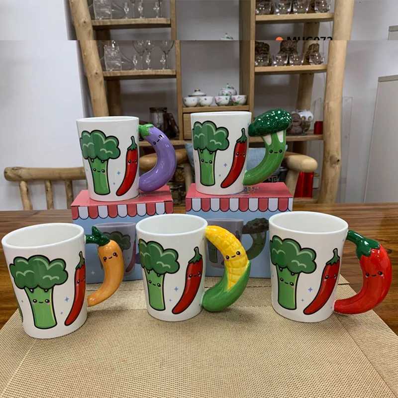 Unique Vegetable Fruit Shaped Mug Trendy Ceramic Cup Cute Banana Chili Eggplant Design Breakfast Cup Creative Mug Ideal Gifts Y251125