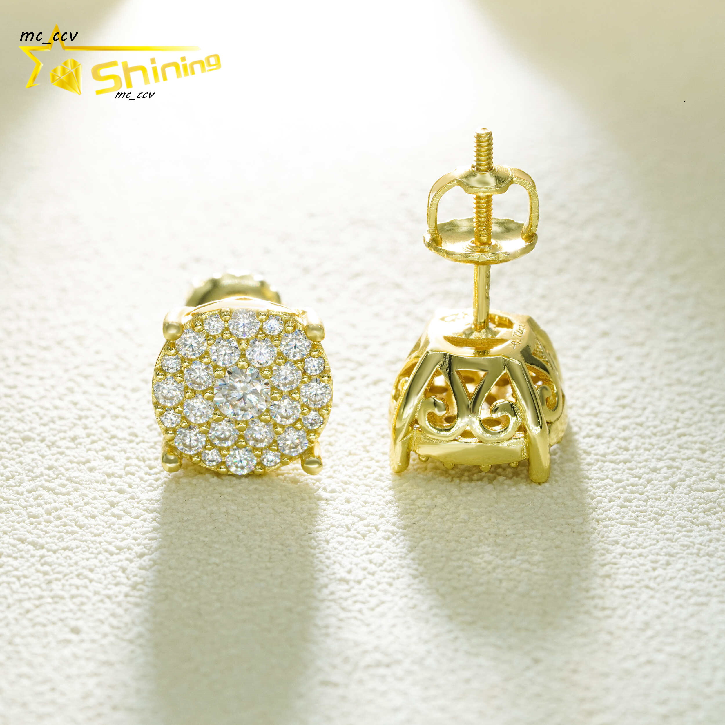 Pass Diamond Tester Hot Selling Custom Sterling Silver Fine Jewelry Diamond Vvs Hip Hop Iced Out Moissanite Stud Earrings