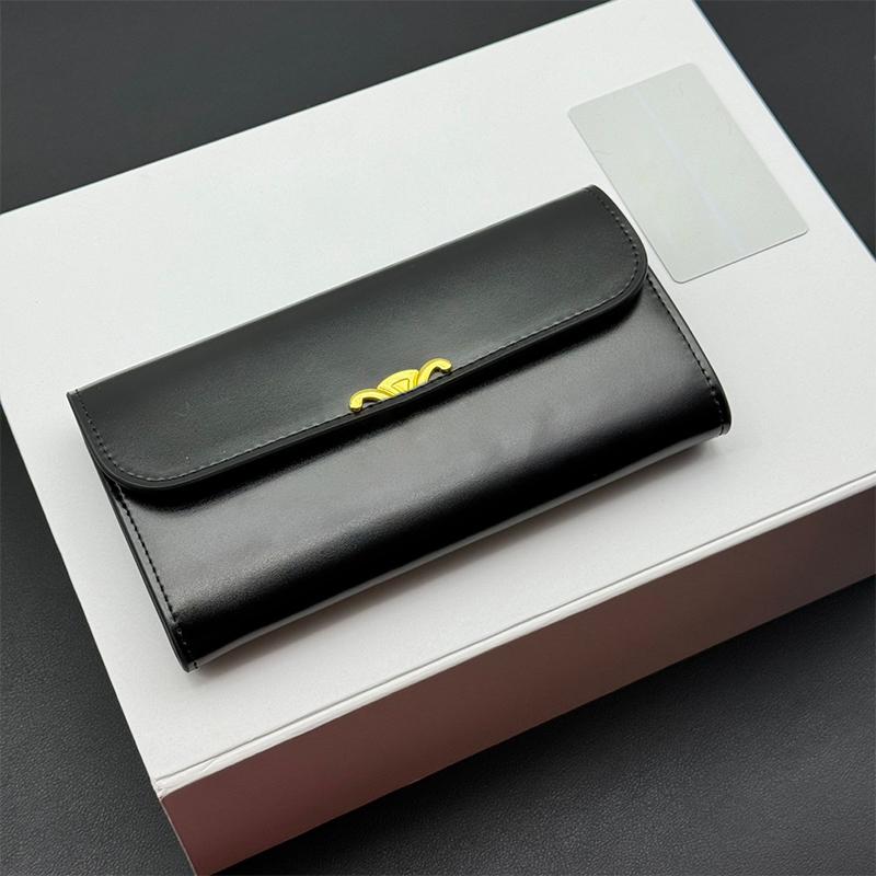 Women Handbag Designer leather long Wallet High quality clip Metal buckle Wallet Folding long zipper Luxury Women Card Holder Purse mini clutch bag With box