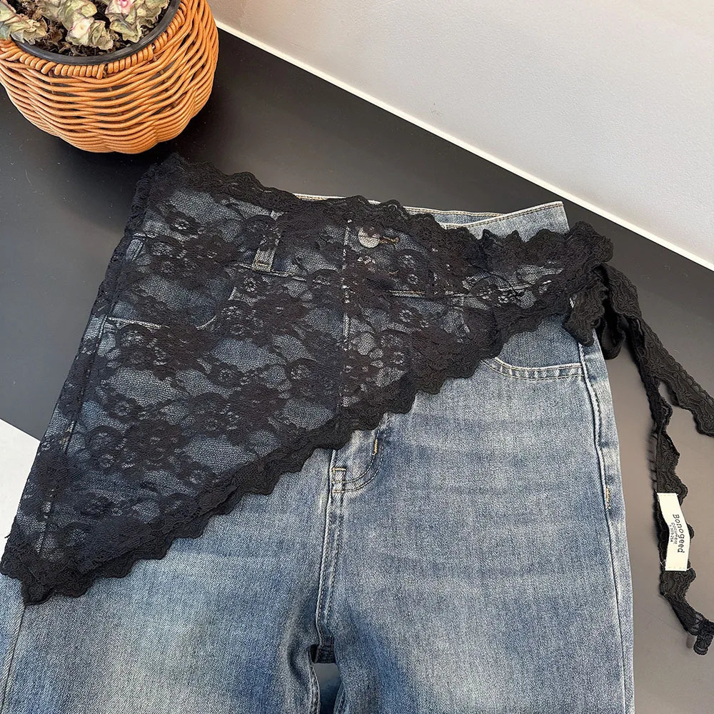 Womens hair triangle scarf Korean lace sweet and cute Kawaii Versatile hair accessories for girls Versatile Pants Skirts decoration 250423