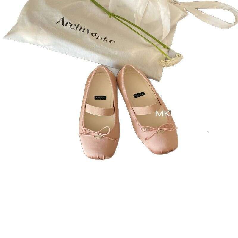 2025 New Spring French Ballet Gentle Evening Flat Pink Satin Mary Jane Single Women's Shoes