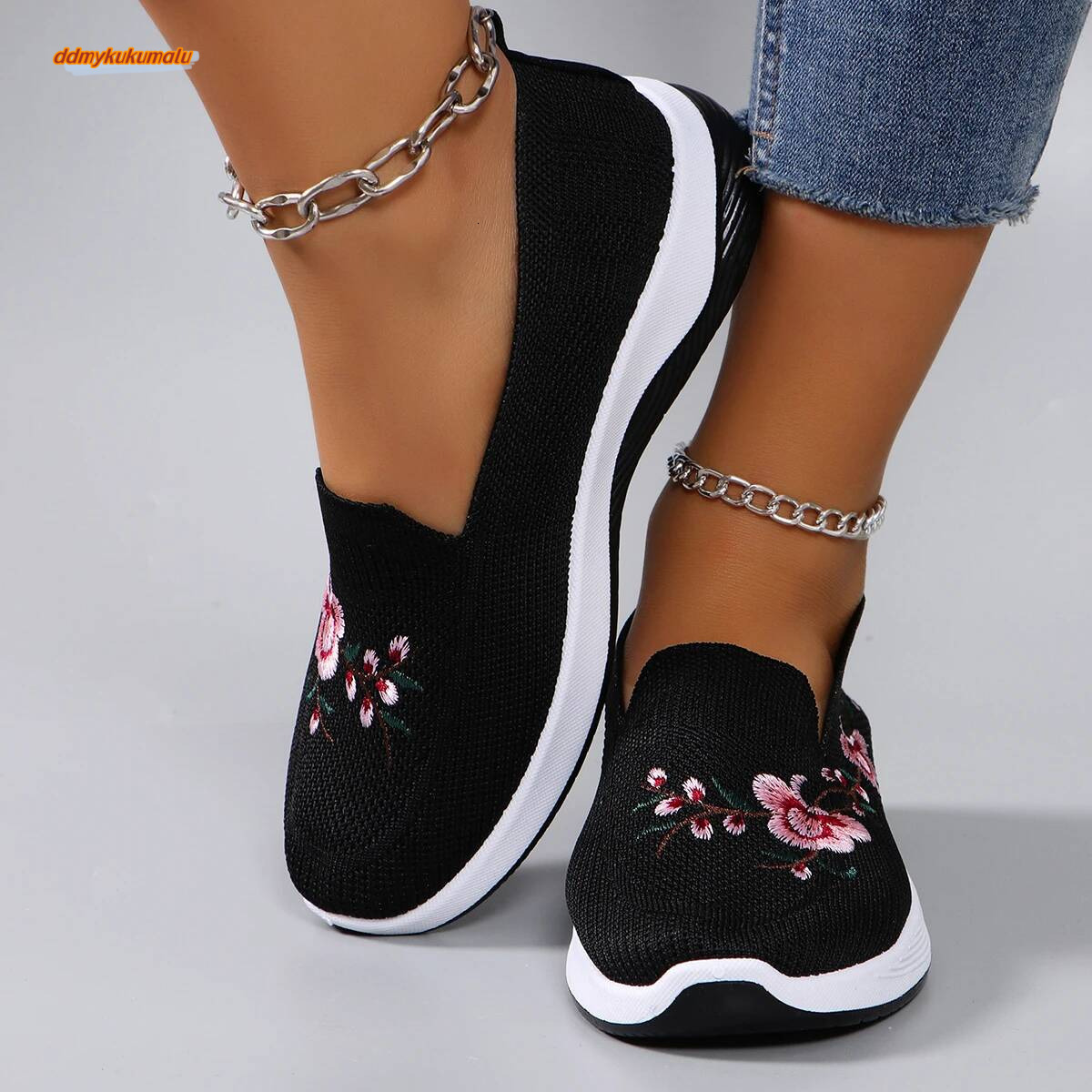 Spring and Autumn New Women's Fashionable Breathable Lightweight Non-Slip Wear-Resistant Casual Sports Flat Shoes Loafers ddmykukumalu